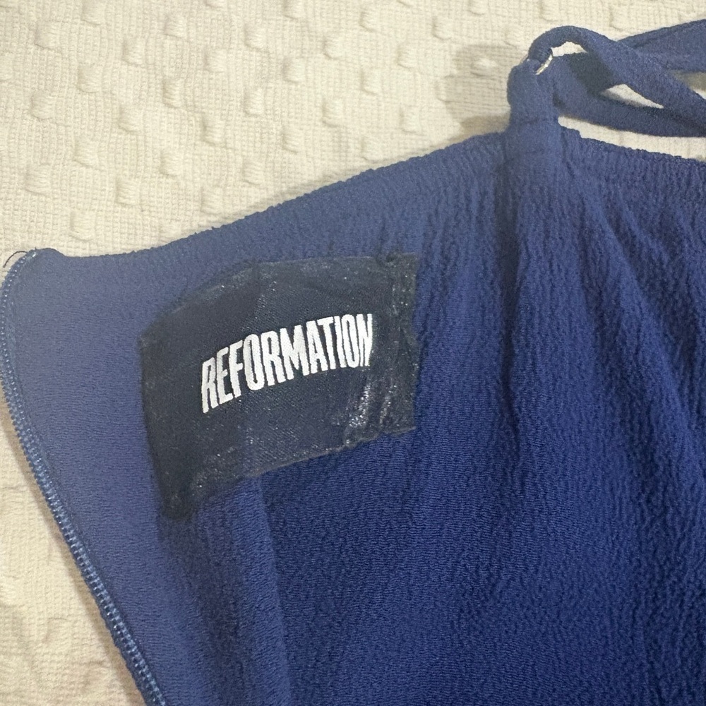 Reformation Navy Knit Top